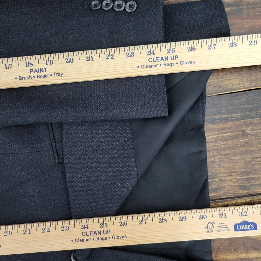 Pronto Uomo Men's Sport Coat Blazer Two Button‎ Charcoal Herringbone Lambs 46R
